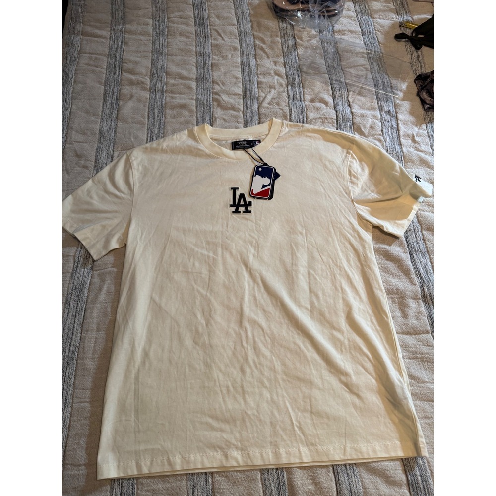 MLB Los Angeles Dodgers Logo Tee - Cream Short Sleeve Shirt